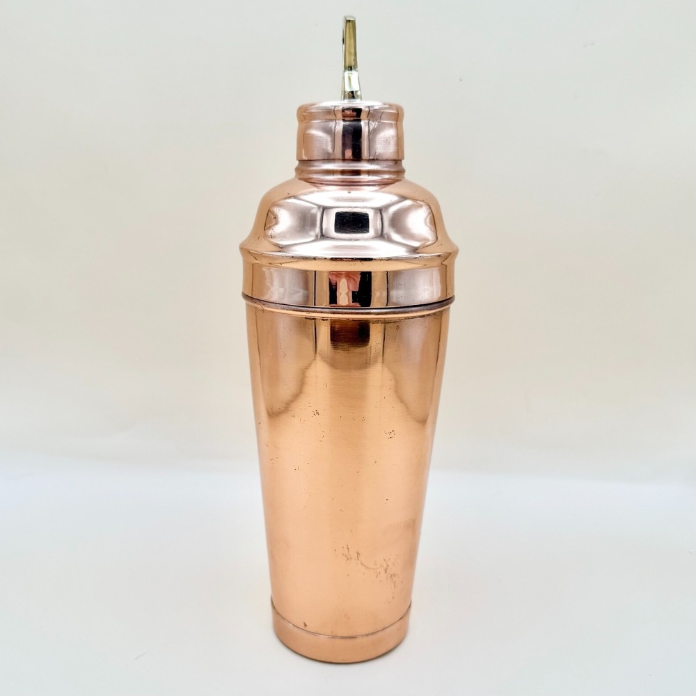 Pottery Barn Copper Martini Shaker w/ Brass Handle 10" Barware Drink Mixer - Picture 8 of 9